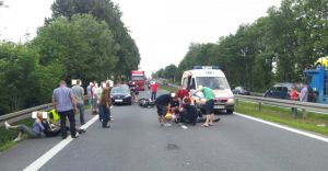 Wypadek motocyklisty na DK-1