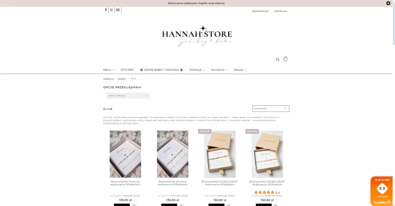 Bransoletki ślubne - Sklep Hannah Store