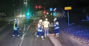 Neutralizacja plamy oleju przez strażaków - 7.11.2022