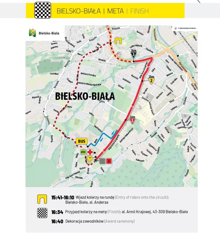 Mapa mety w Bielsku-Białej