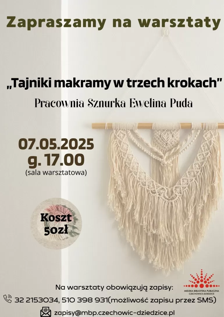 Zapraszamy na warsztaty „Tajniki makramy w trzech krokach” Pracownia Sznurka Ewelina Puda (1)