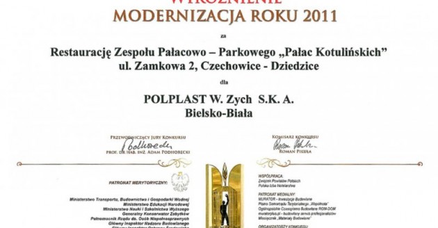 wyróżnienie dla firmy polplast, palac kotulńskich