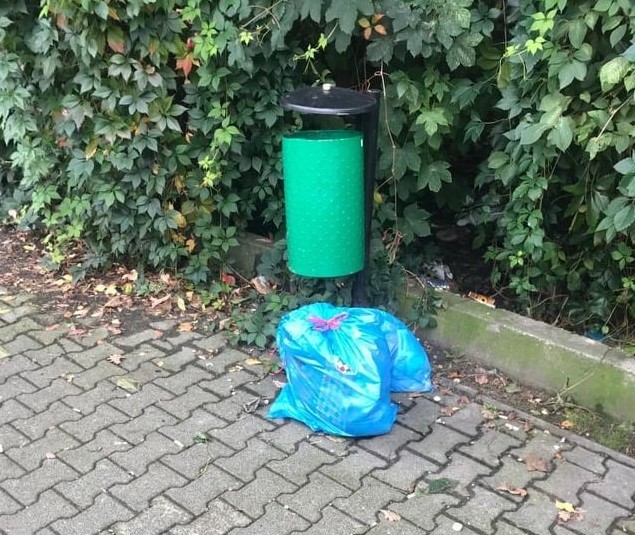 Podrzuciła śmieci komunalne pod kosz uliczny. Otrzymała mandat