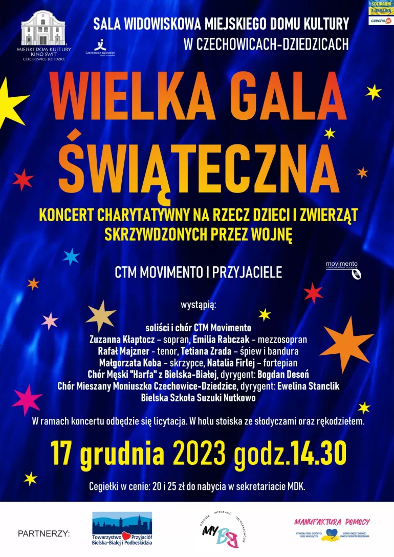 Wielka Gala Świąteczna w MDK. Koncert na rzecz dzieci i zwierząt skrzywdzonych przez wojnę