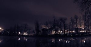 Nocne zimowe spojrzenie na naszą kopalnię