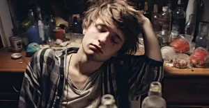 portrait person suffering from hangover