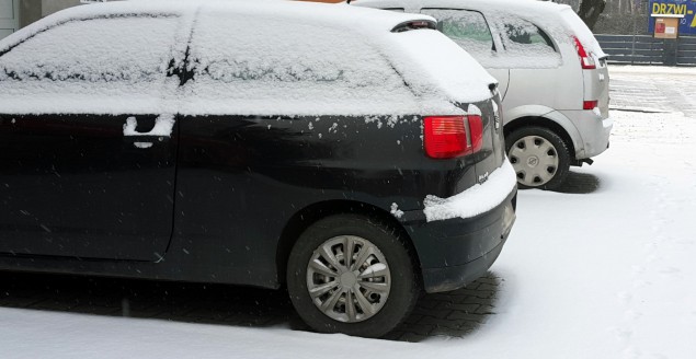 zima, droga, śnieg, Pszczyna, parking