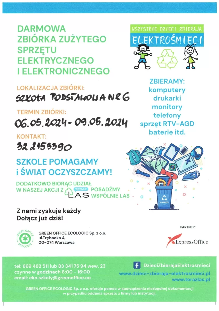 Zbiórka elektrośmieci w Szkole Podstawowej nr 6. Za sprzęt szkoła otrzyma nagrodę