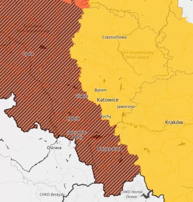 Ostrzeżenia meteorologiczne w województwie śląskim - 21.08.2022